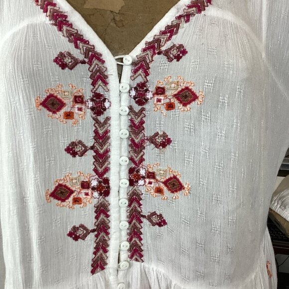 The Arianna Embroidered Tunic by Free People Sz M White #306D - Picture 10 of 12